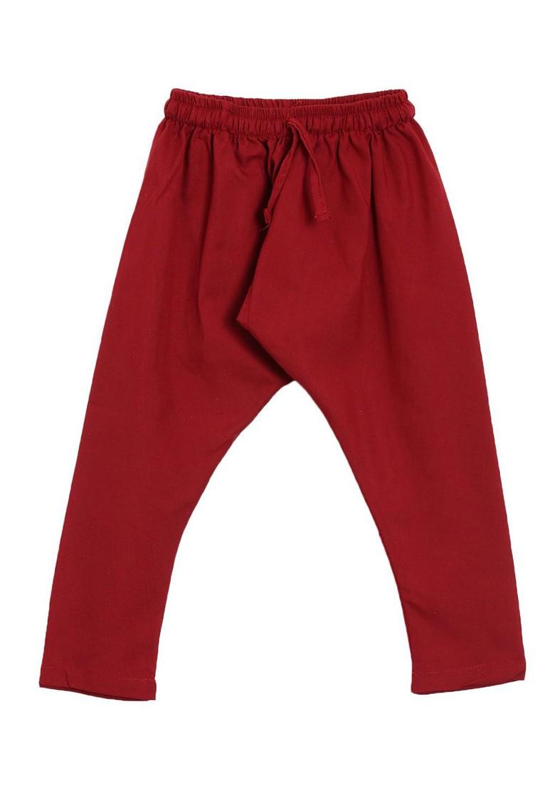 Orange Embroidered Cotton Kurta Set For Boys - Indya