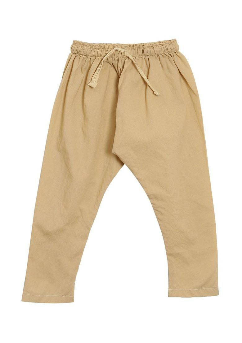 Navy Blue Printed Cotton Kurta Set For Boys - Indya