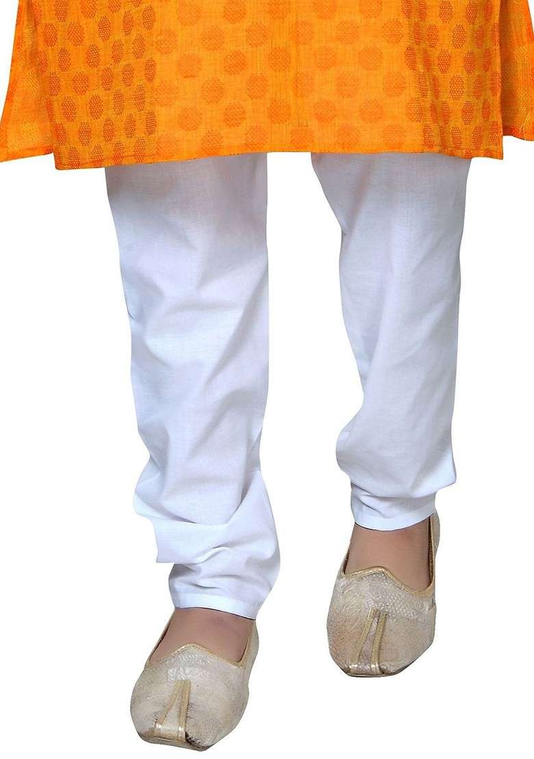 Yellow Woven Design Cotton Kurta Set For Boys - Indya