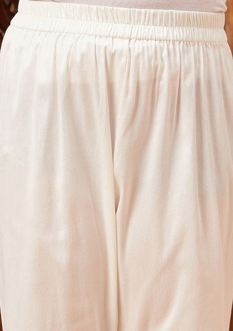 White Printed Blended Kurta Set For Boys - Indya