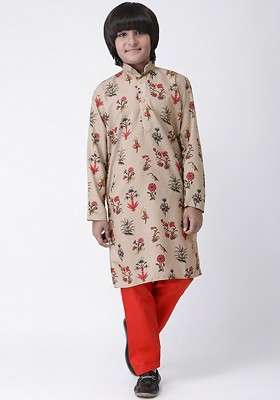 Multi Printed Blended Kurta Set For Boys