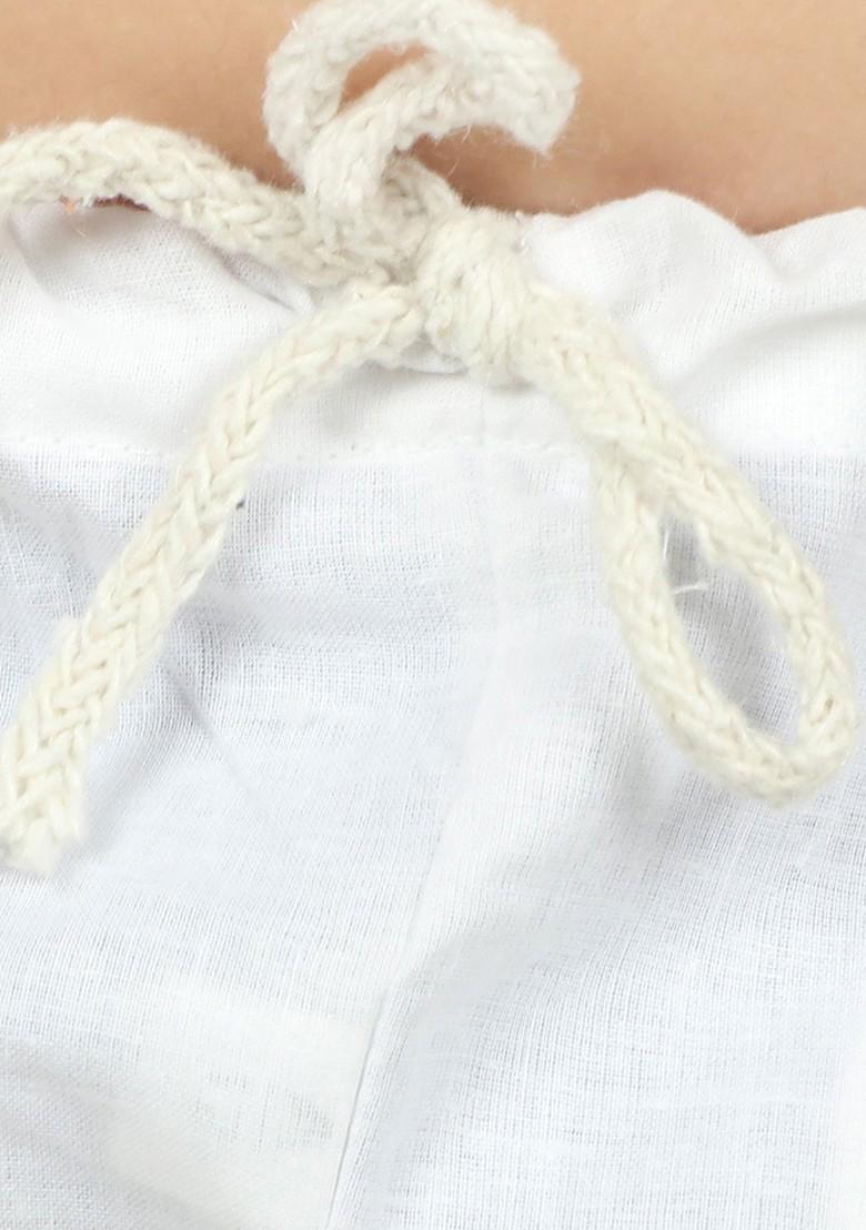 Cream Self Design Blended Kurta Set For Boys - Indya