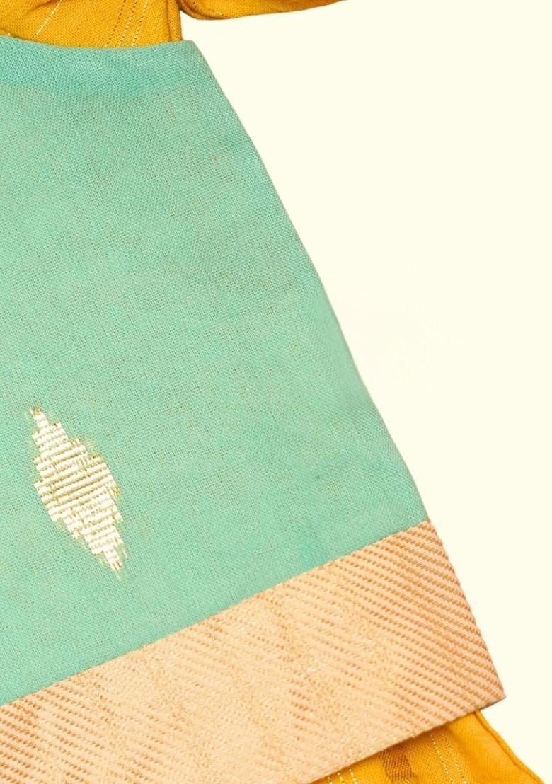 Yellow Woven Design Cotton Kurta Set For Boys - Indya
