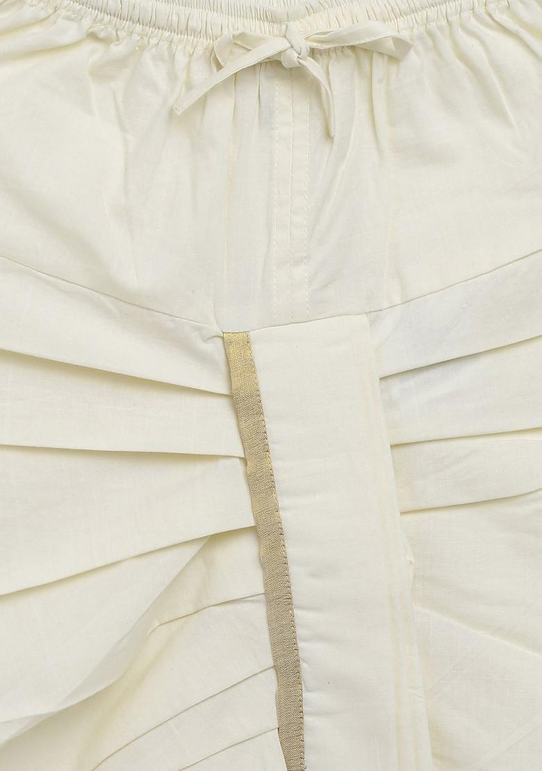 Red Embroidered Cotton Kurta Dhoti Set For Boys - Indya