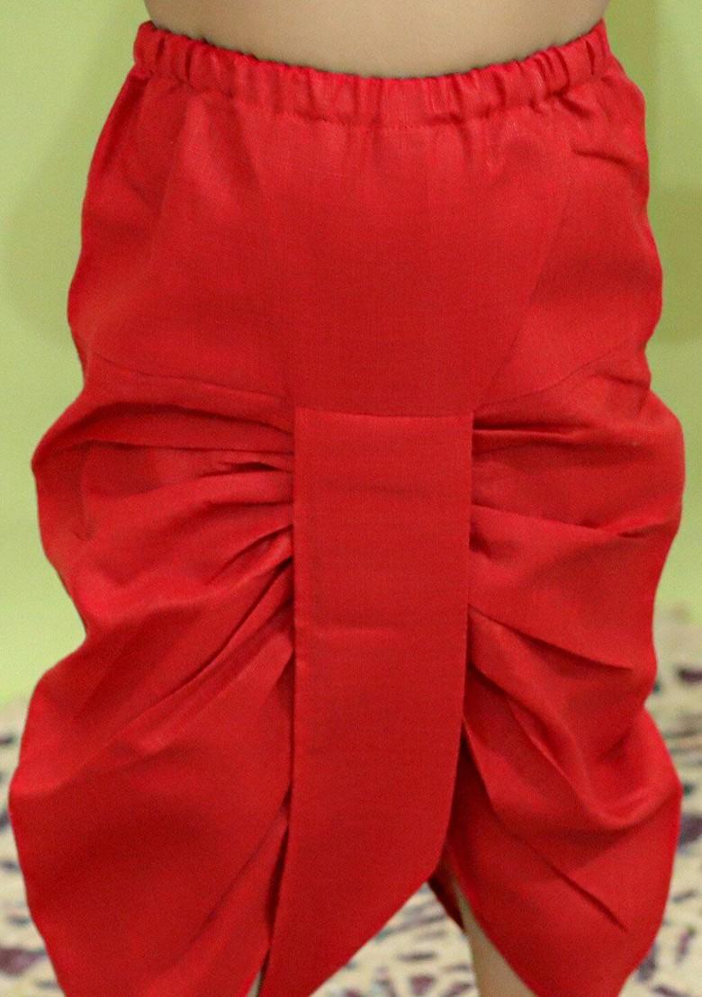 Yellow Embroidered Cotton Kurta Dhoti Set For Boys - Indya