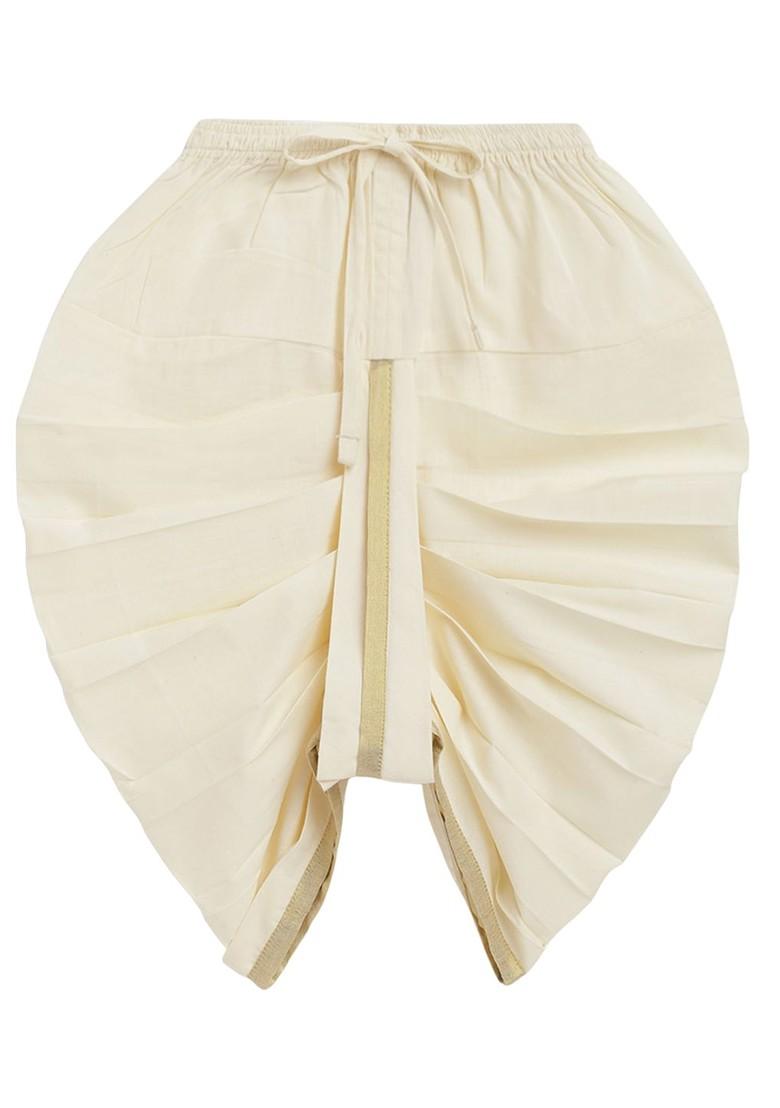 Yellow Embroidered Cotton Kurta Dhoti Set For Boys - Indya
