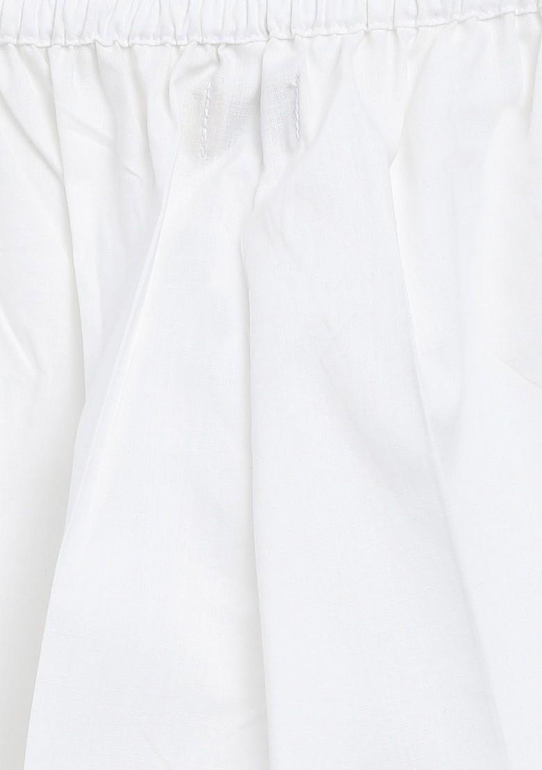 White Embroidered Blended Kurta Set For Boys - Indya