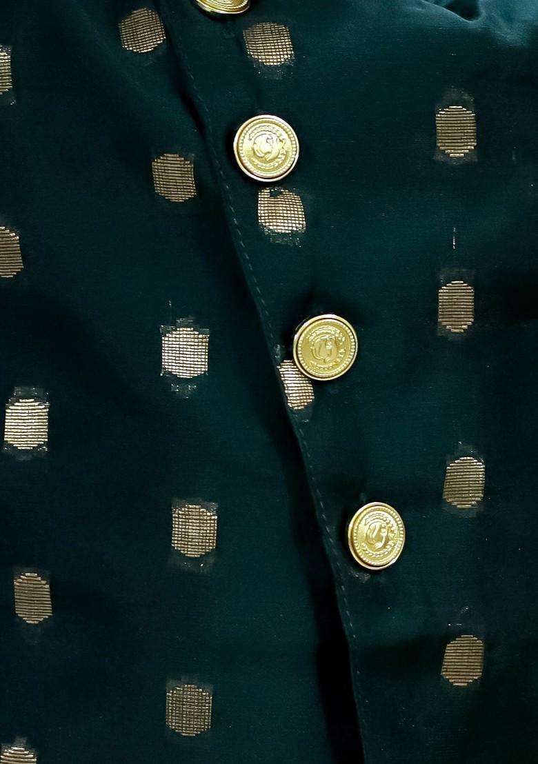 Green Printed Blended Kurta Dhoti Set For Boys - Indya