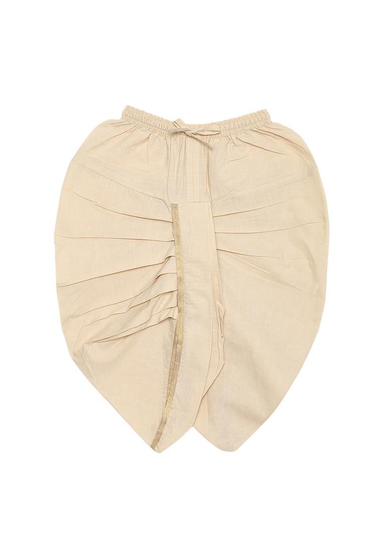 Mustard Embroidered Blended Kurta Dhoti Set For Boys - Indya