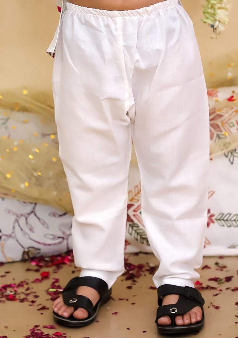 Pink Solid Cotton Kurta Set For Boys - Indya