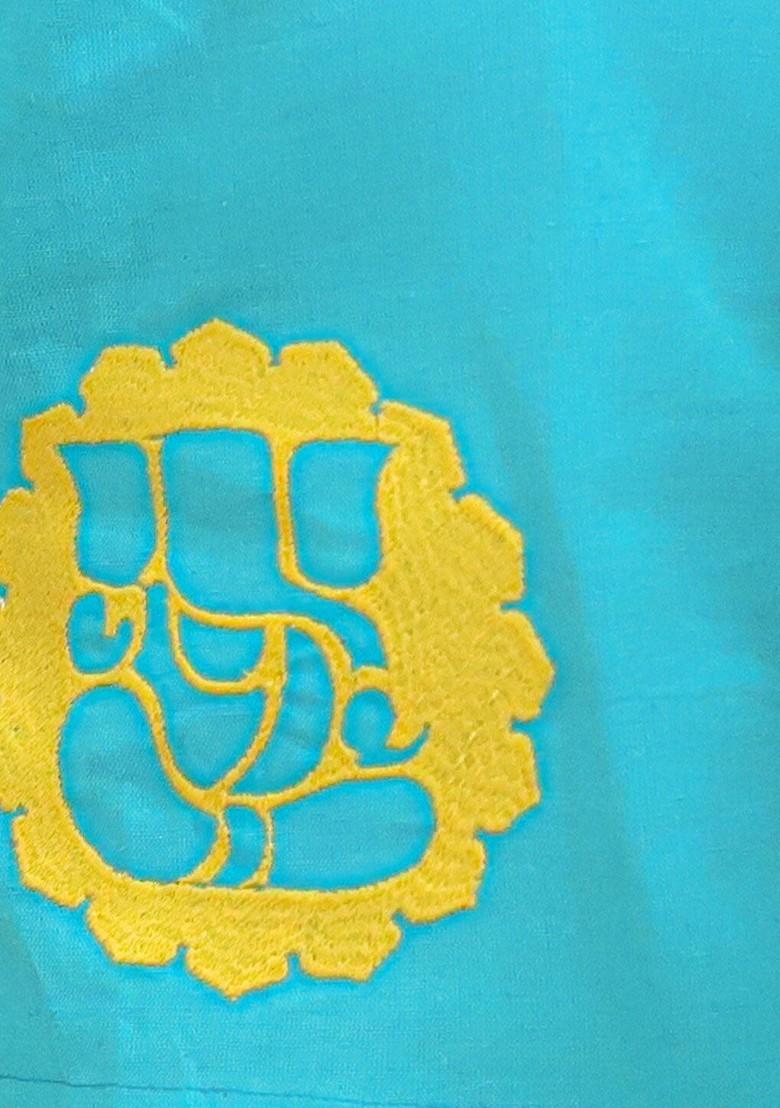 Sea Green Embroidered Cotton Kurta Dhoti Set For Boys - Indya