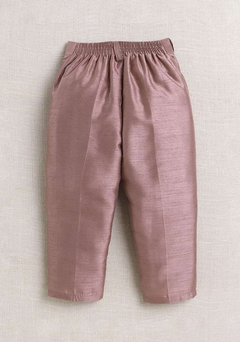 Pink Sequinned Blended Kurta Set For Boys - Indya