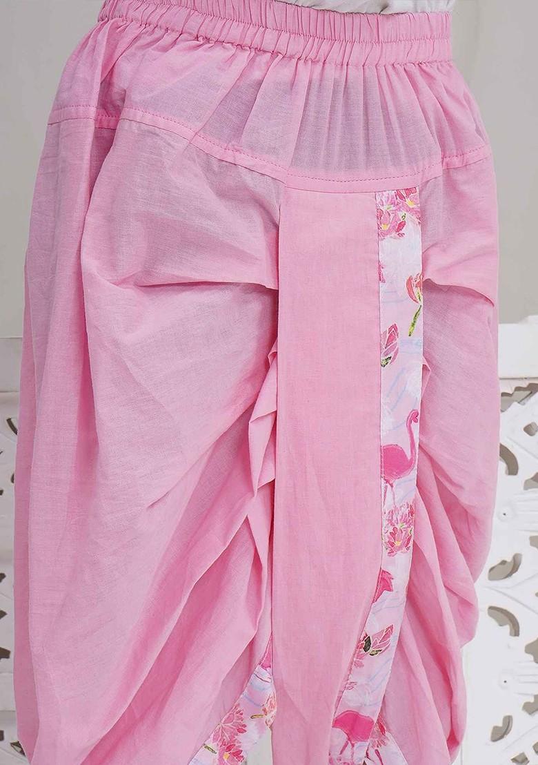 White Printed Cotton Kurta Dhoti Set For Boys - Indya