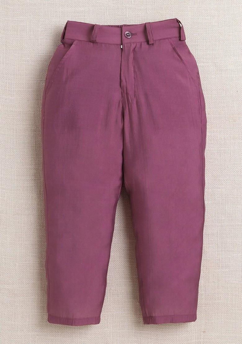 Pink Solid Blended Nehru Jacket Set For Boys - Indya
