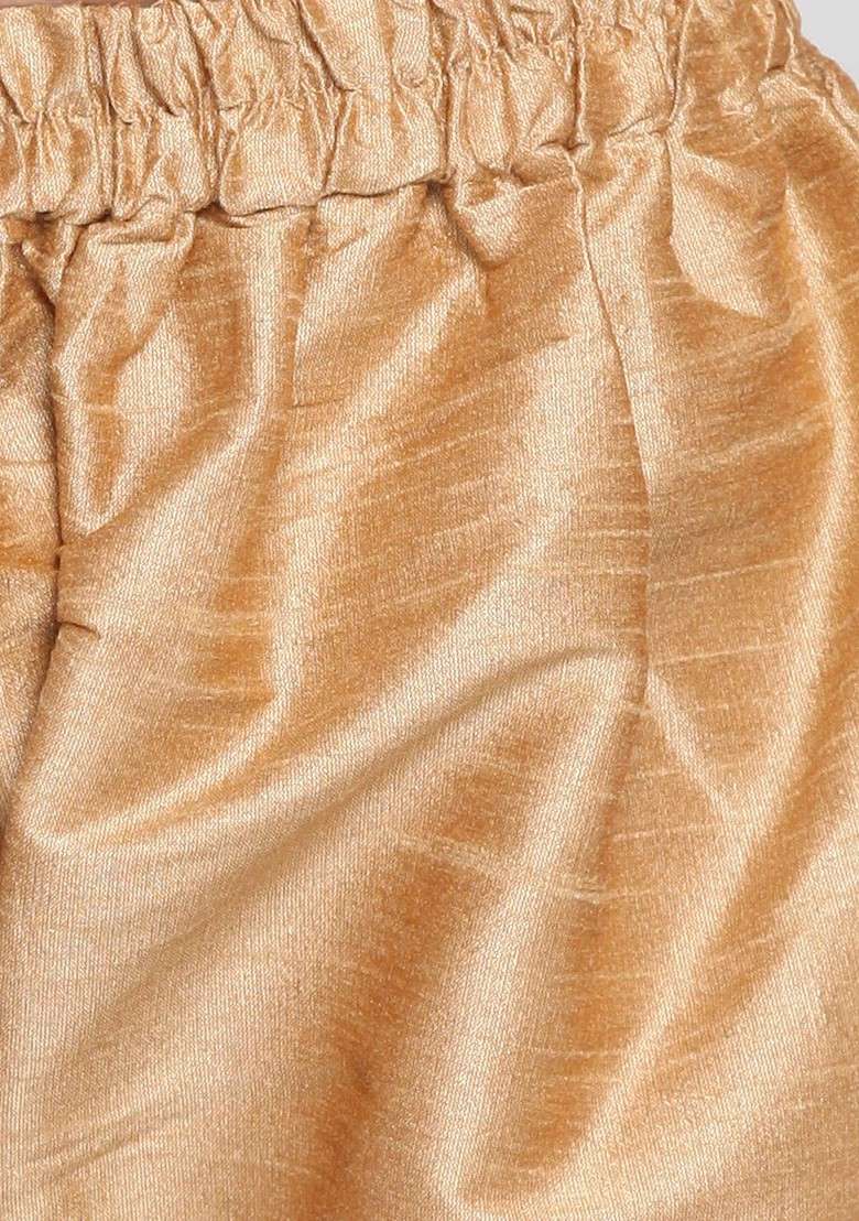 Gold Embroidered Blended Nehru Jacket Set For Boys - Indya