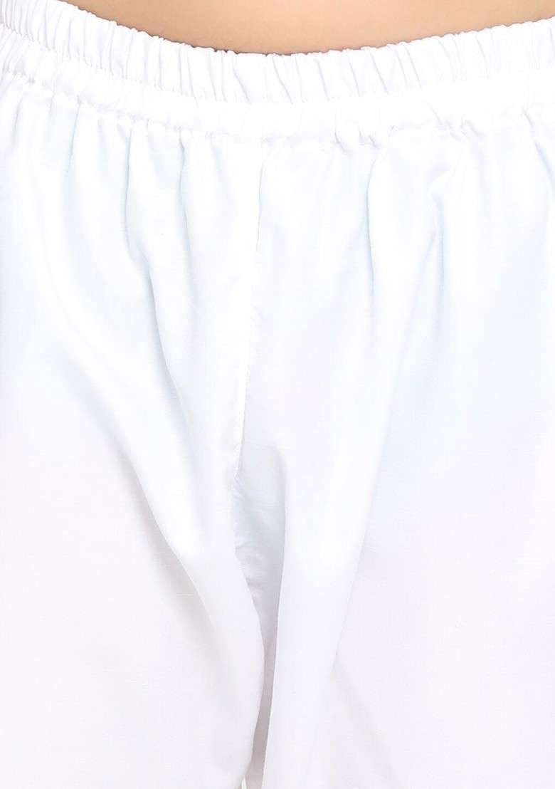 White Thread Work Cotton Kurta Set For Boys - Indya