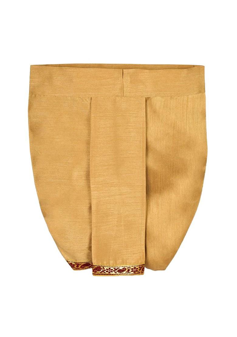 Red Embroidered Cotton Kurta Dhoti Set For Boys - Indya