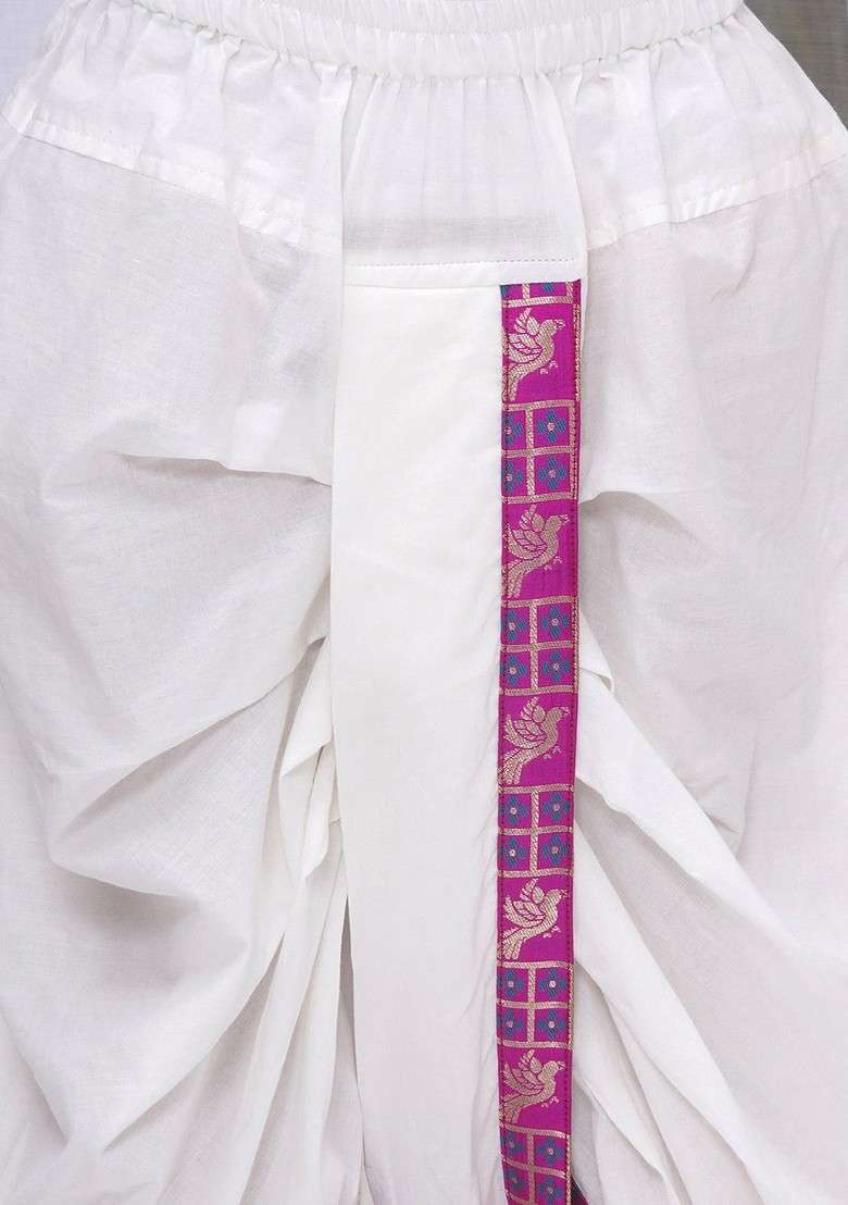 Magenta Woven Design Cotton Kurta Dhoti Set For Boys - Indya
