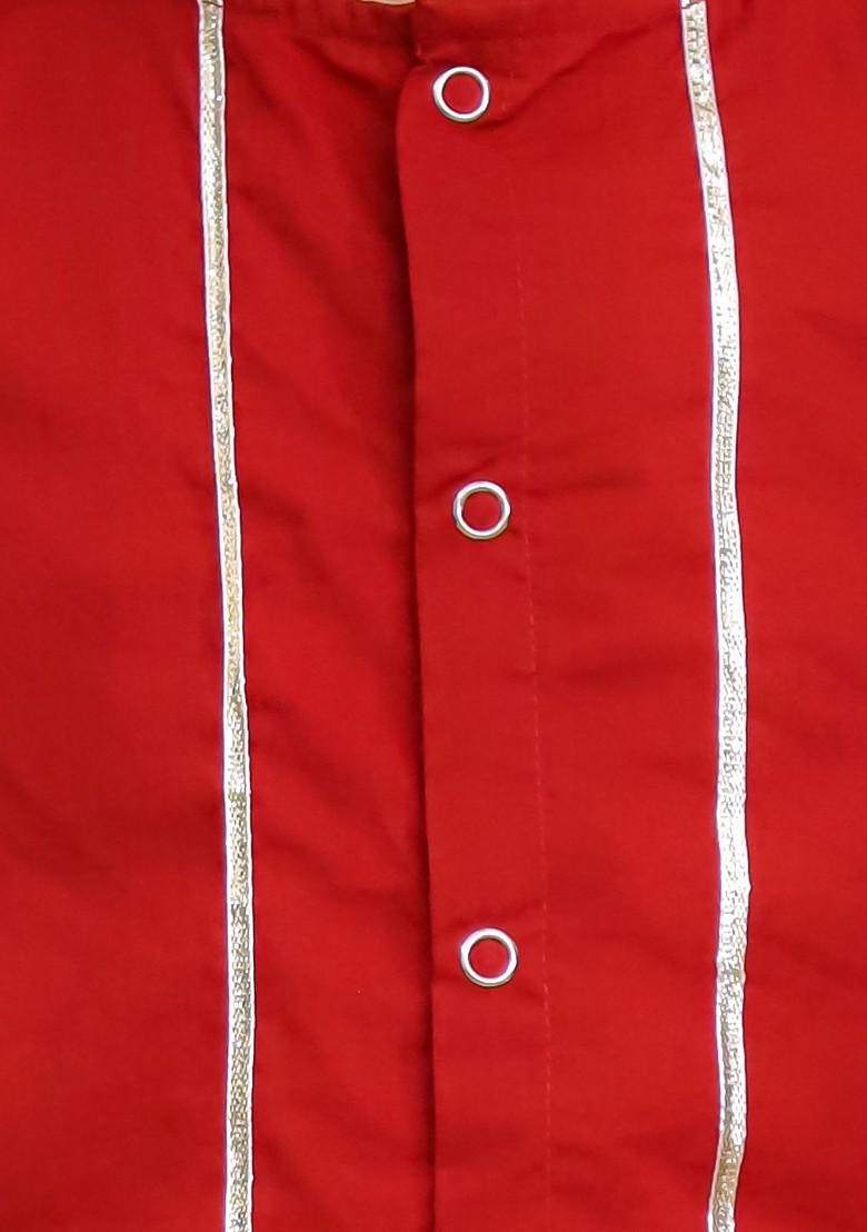 Maroon Striped Cotton Kurta Dhoti Set For Boys - Indya