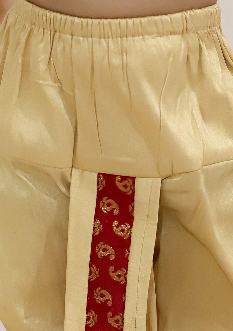 Maroon Printed Blended Kurta Dhoti Set For Boys - Indya