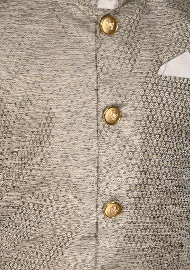 White Embroidered Blended Kurta Set For Boys - Indya