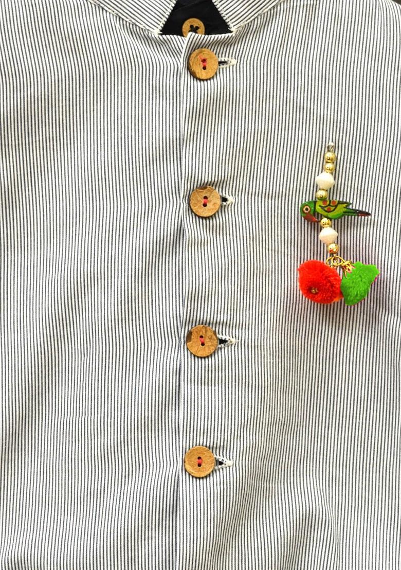 Black Embroidered Cotton Kurta Dhoti Set Wiith Jacket For Boys - Indya