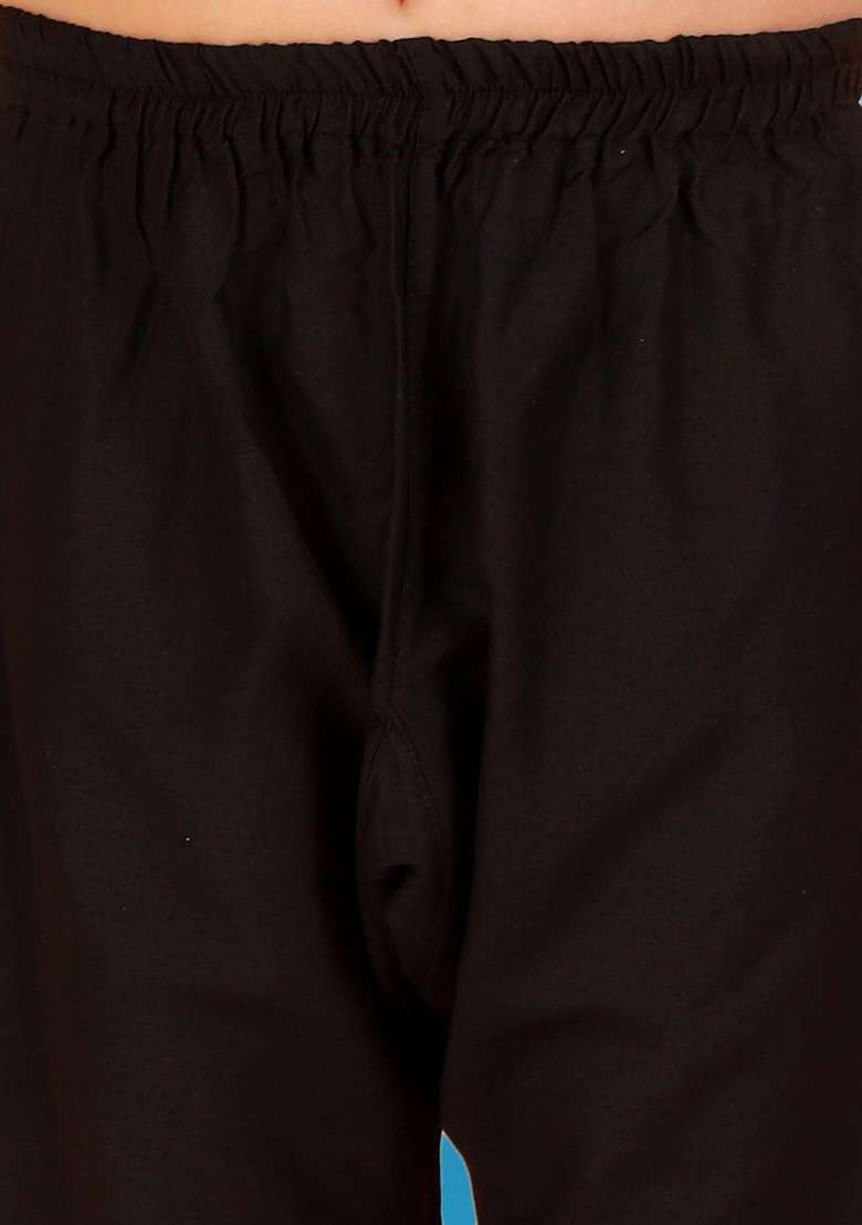 Black Embroidered Blended Kurta Set For Boys - Indya