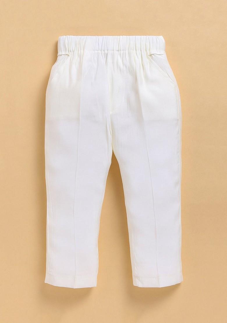 Cream Embroidered Blended Kurta Set For Boys - Indya