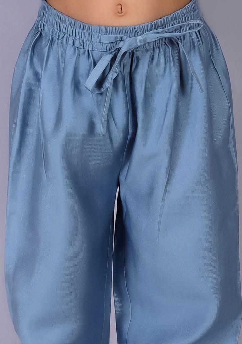 Blue Embroidered Blended Kurta Set For Boys - Indya