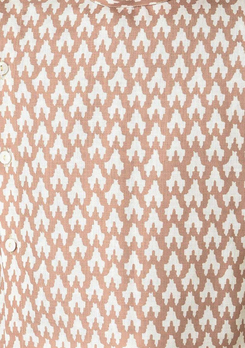 Mustard Printed Cotton Kurta Set For Boys - Indya