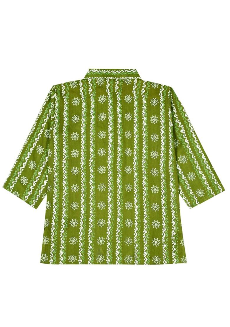 Green Printed Blended Kurta Dhoti Set For Boys - Indya