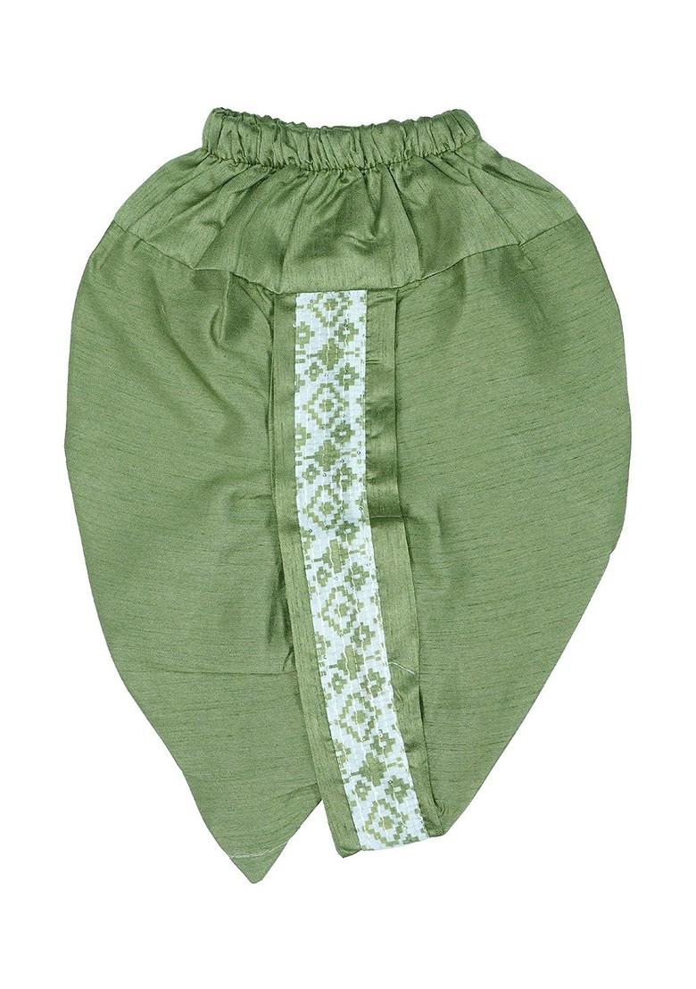 Green Embroidered Blended Kurta Dhoti Set For Boys - Indya