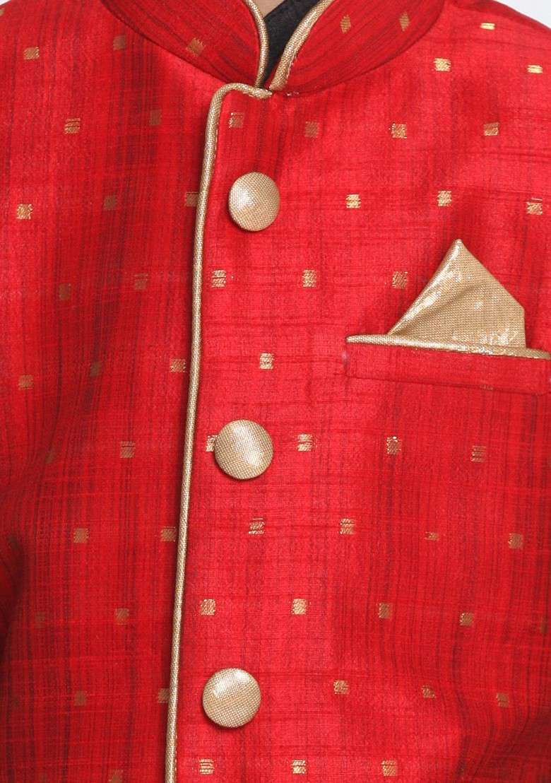 Black Solid Blended Nehru Jacket Set For Boys - Indya