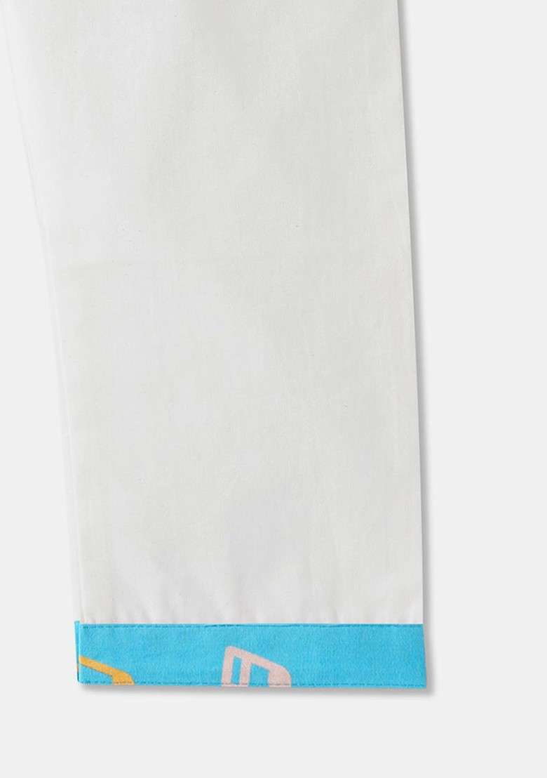 Blue Printed Cotton Kurta Set For Boys - Indya