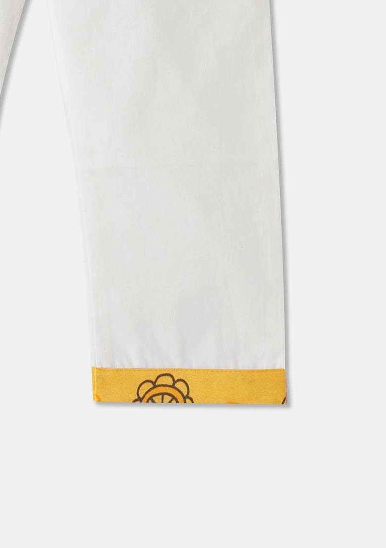Gold Printed Cotton Kurta Set For Boys - Indya