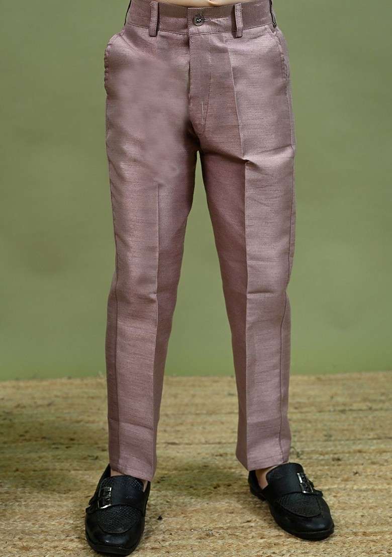 Pink Sequinned Blended Kurta Set For Boys - Indya