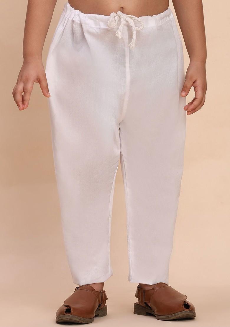 Off White Printed Cotton Kurta Set For Boys - Indya