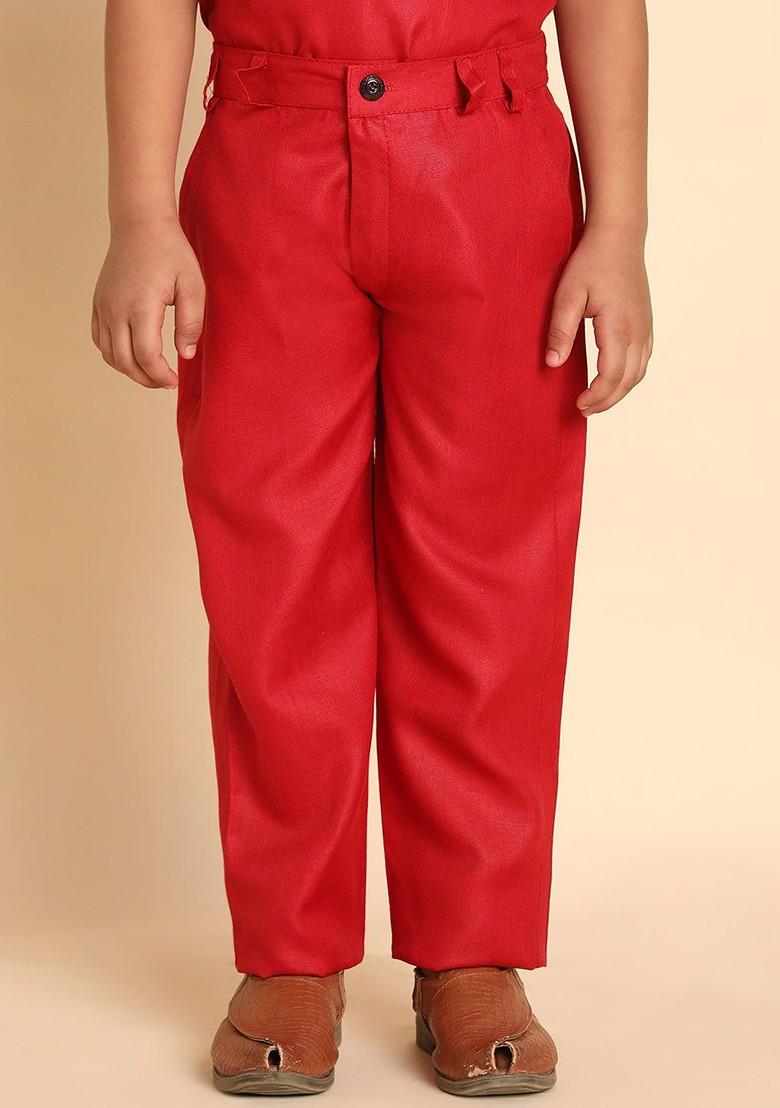 Maroon Printed Cotton Kurta Set For Boys - Indya