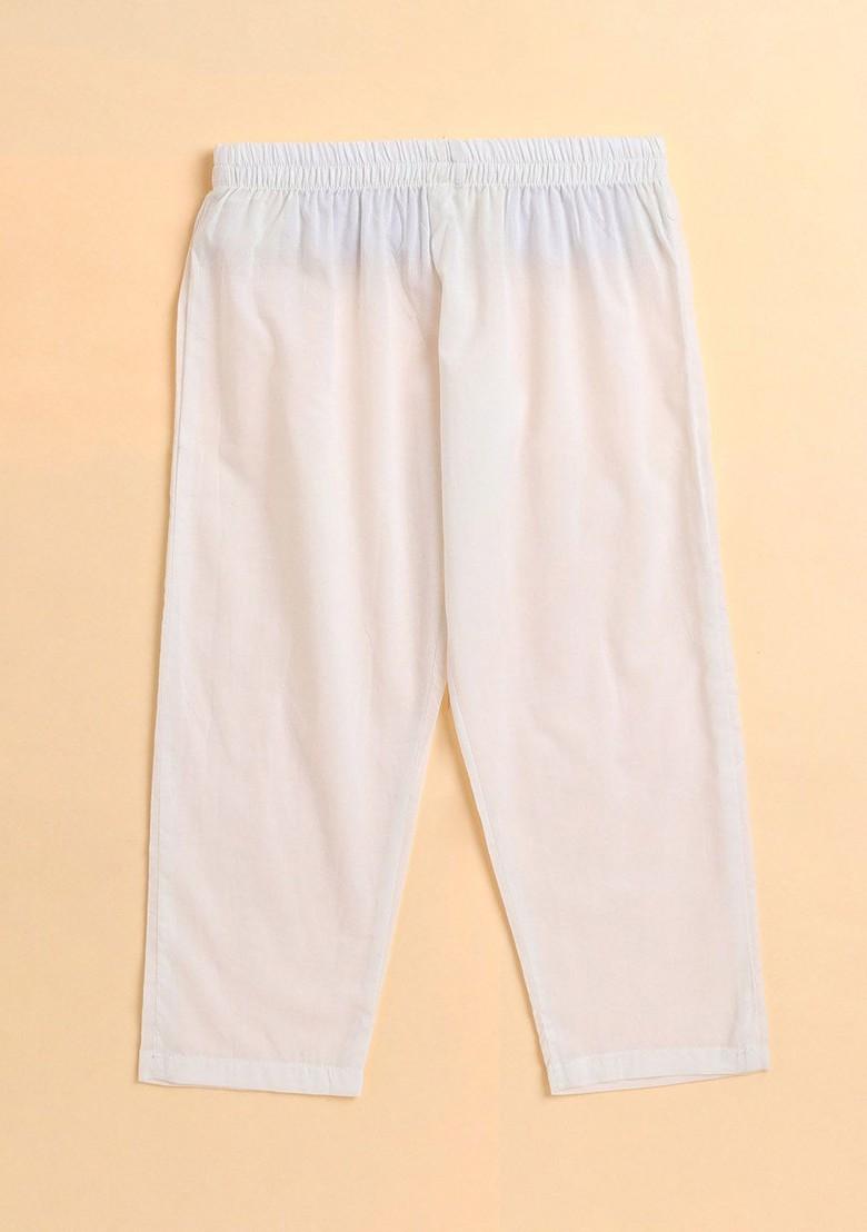 Navy Blue Embroidered Cotton Kurta Set For Boys - Indya