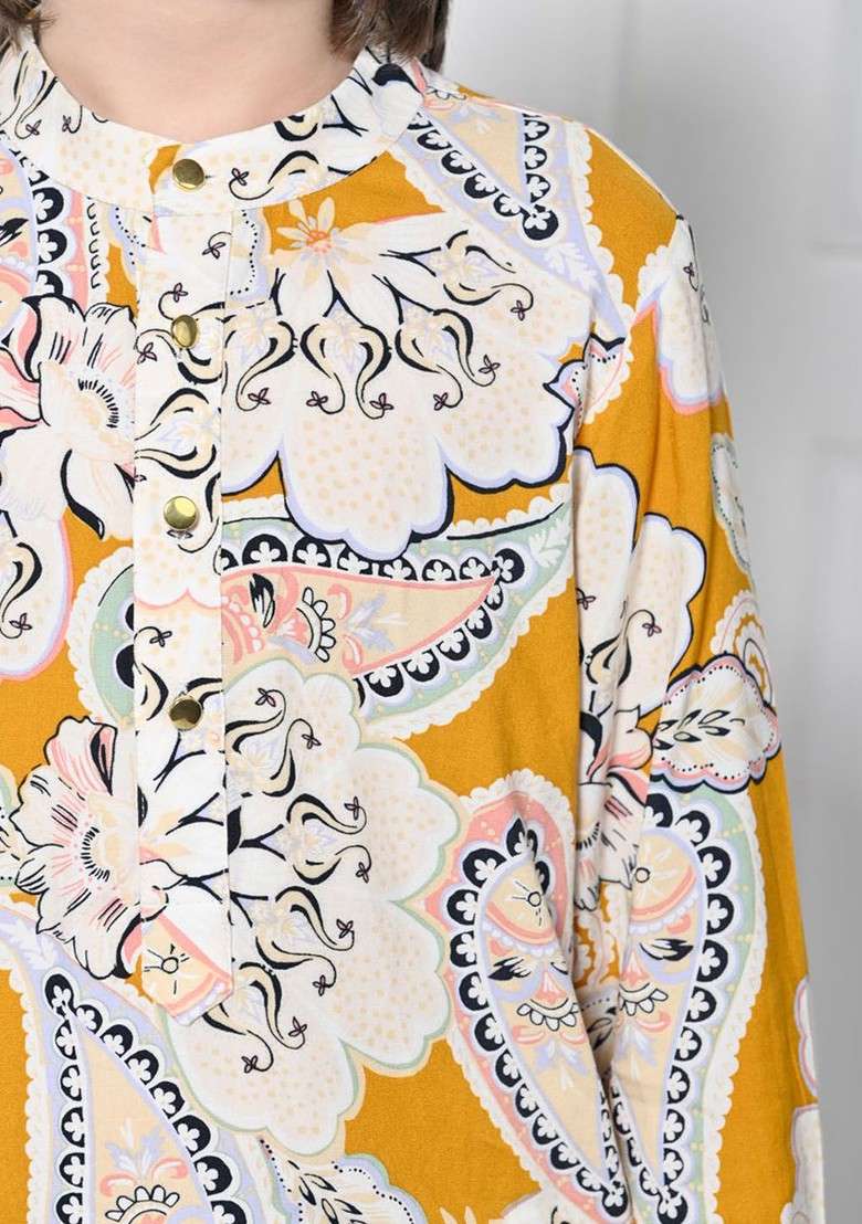 Yellow Printed Cotton Kurta Set For Boys - Indya