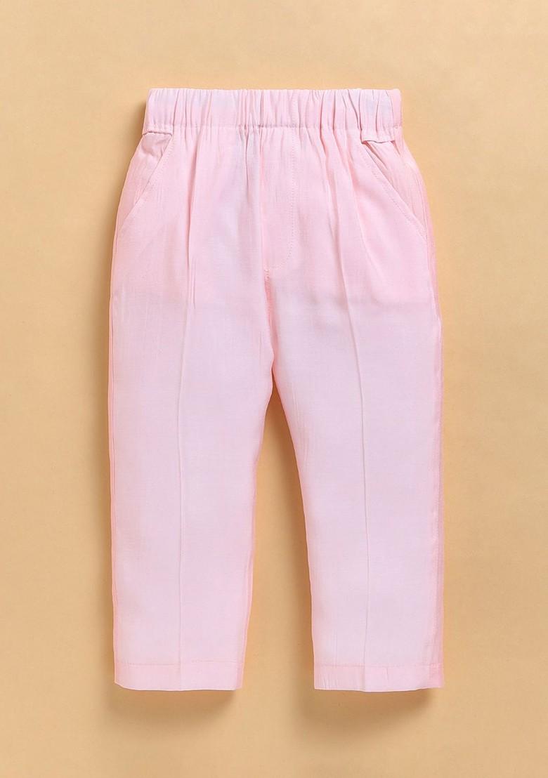 Peach Solid Blended Nehru Jacket Set For Boys - Indya