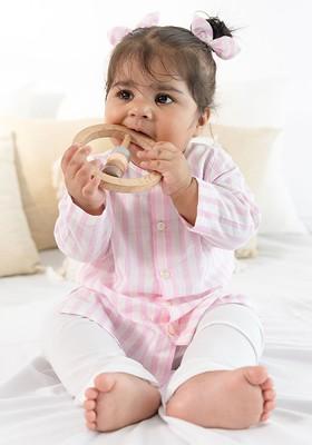 Pink Striped Cotton Kurta Set For Boys