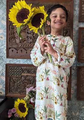 Multi Printed Blended Kurta Set For Boys