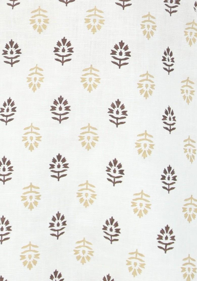 Cream Printed Blended Kurta Set For Boys - Indya