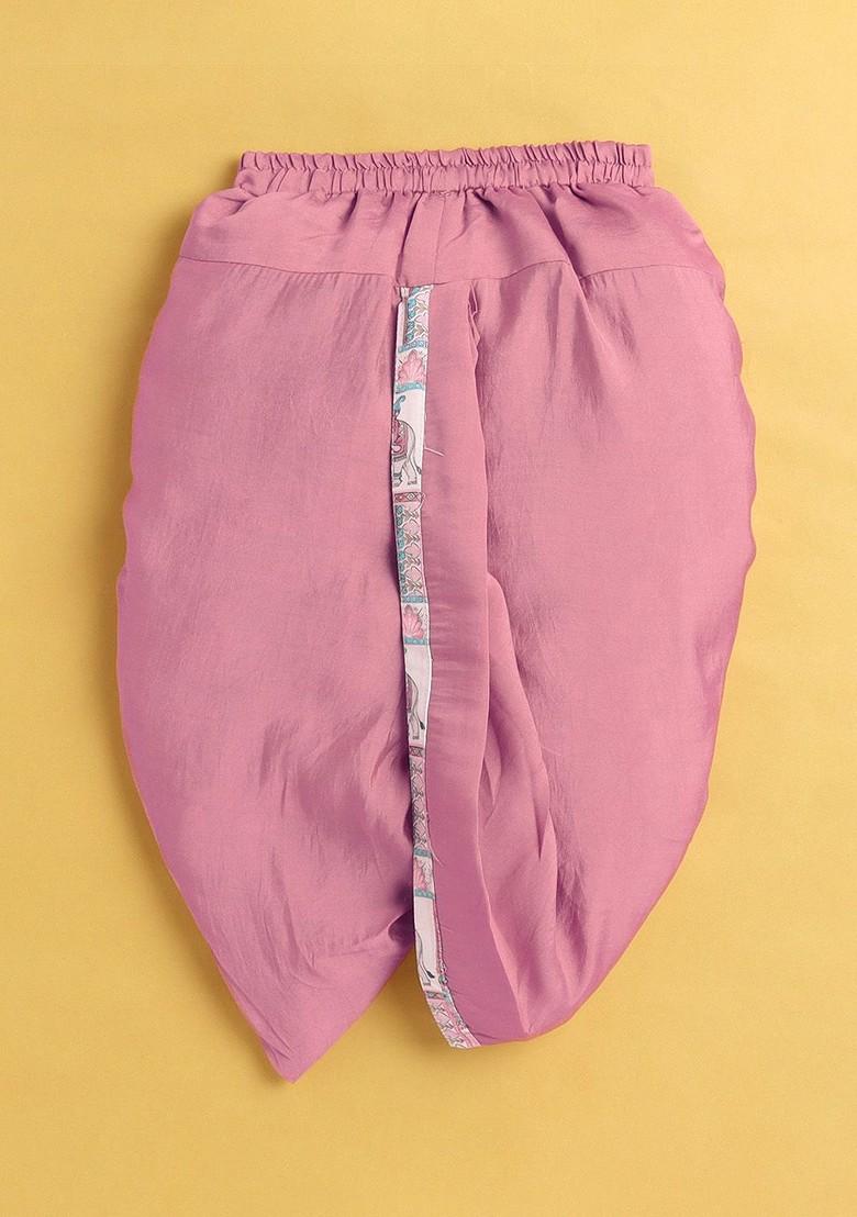 Mauve Solid Blended Nehru Jacket Set For Boys - Indya