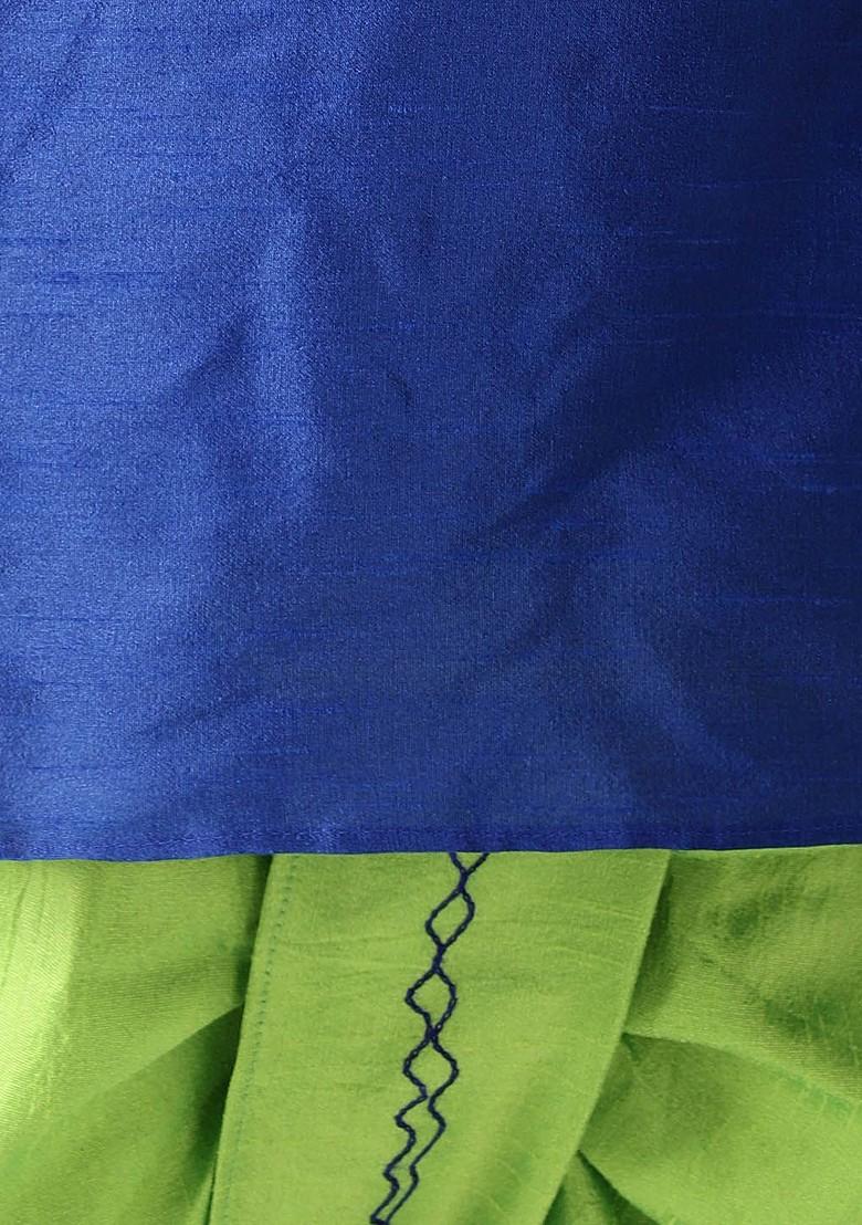 Blue Embroidered Blended Kurta Dhoti Set For Boys - Indya