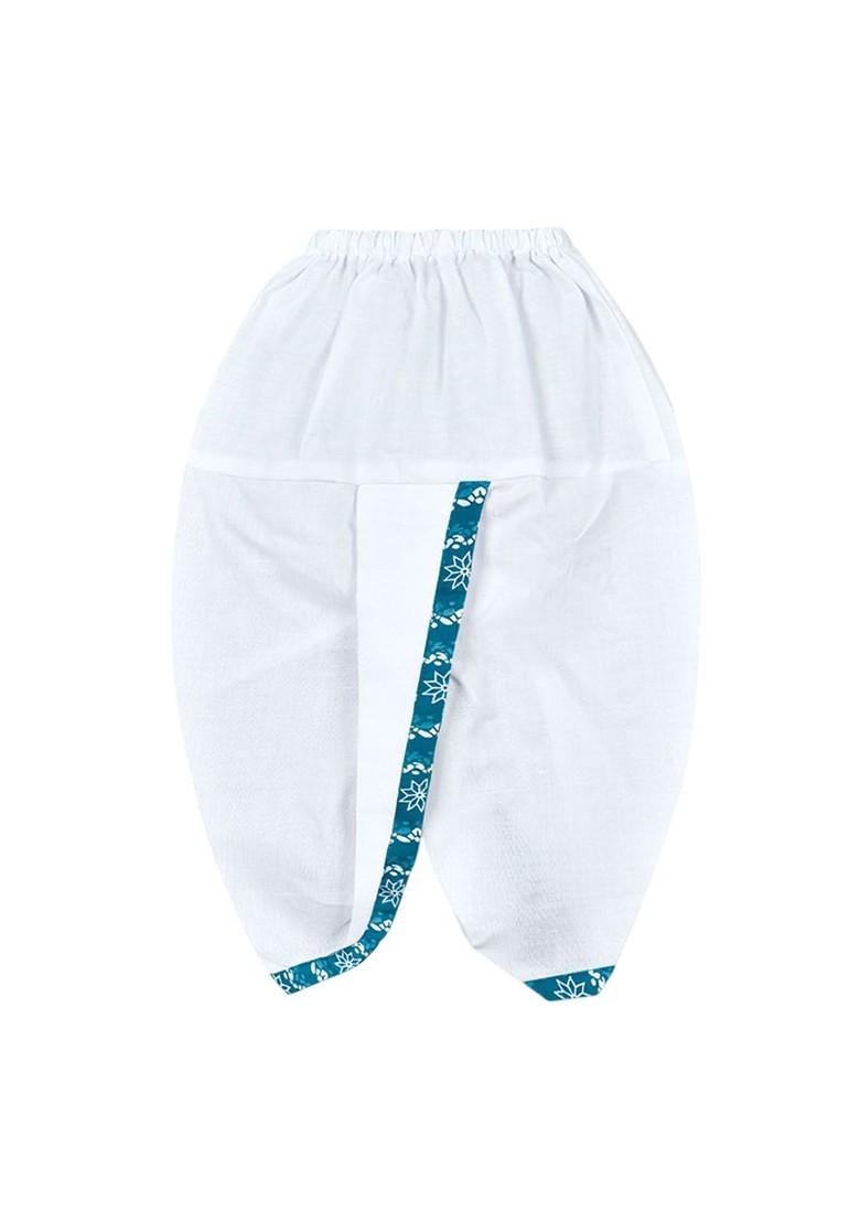 Blue Printed Blended Kurta Dhoti Set For Boys - Indya