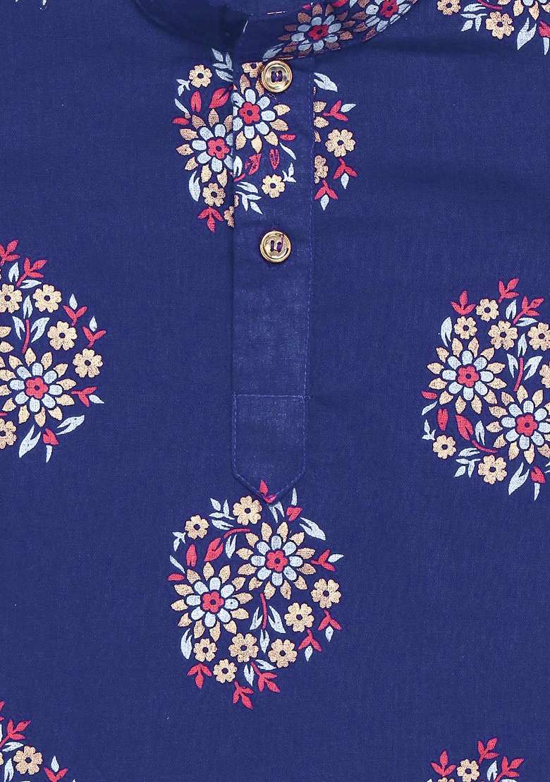 Purple Printed Cotton Kurta Set For Boys - Indya