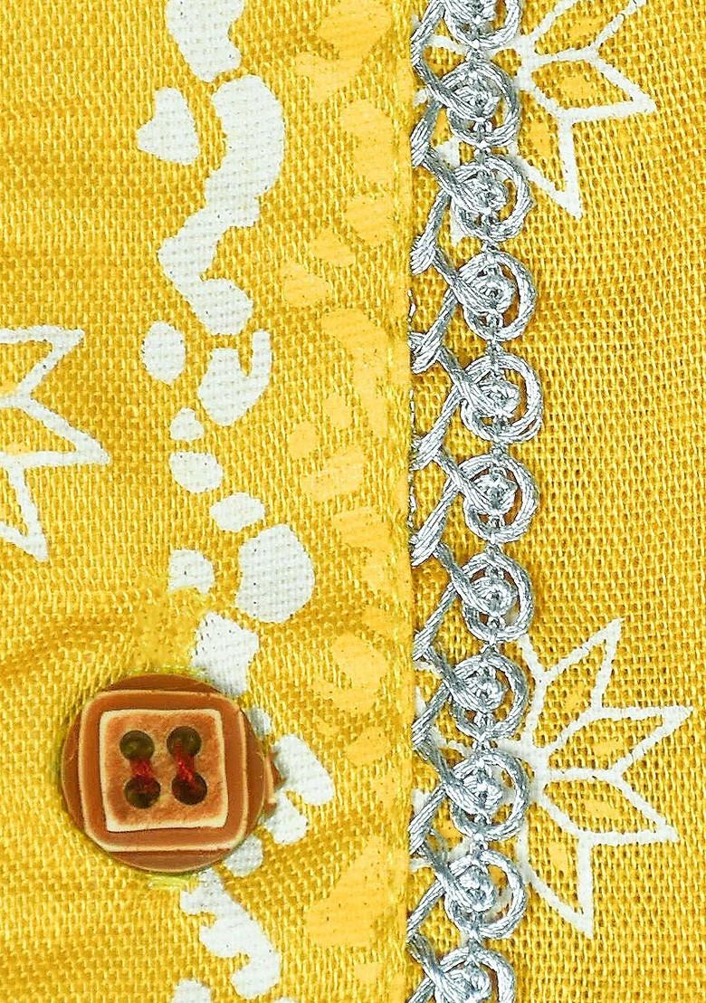 Yellow Printed Blended Kurta Dhoti Set For Boys - Indya