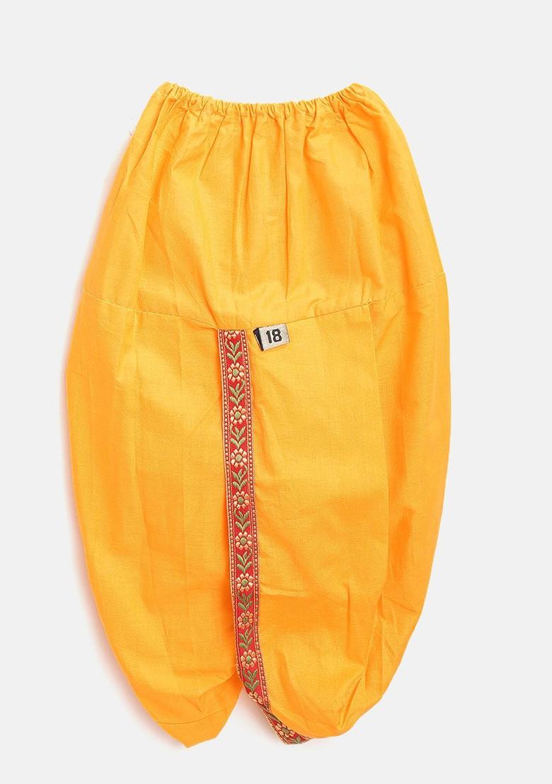 Yellow Printed Blended Kurta Set For Boys - Indya